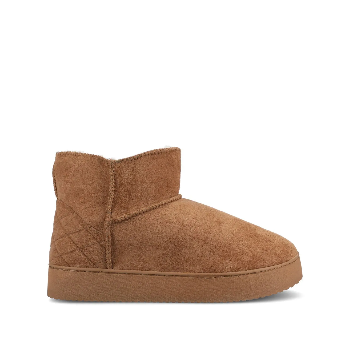 NOA SLIPPER BOOTIES IN FAUX SUEDE - Tan Faux Suede sold by Journee Collection