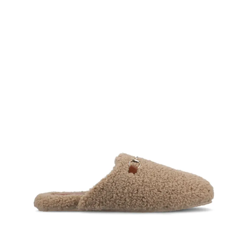 MONNROE SLIPPERS IN FAUX SHEARLING - Tan Fleece sold by Journee Collection