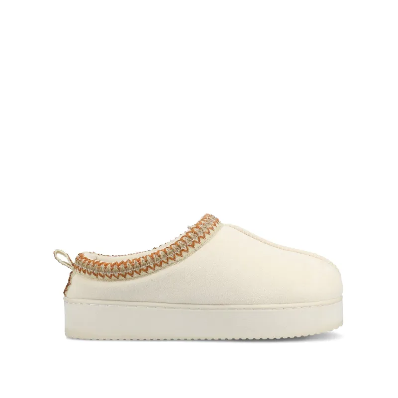 CONNWAY SLIPPERS IN FAUX SUEDE - Cream Faux Suede sold by Journee Collection