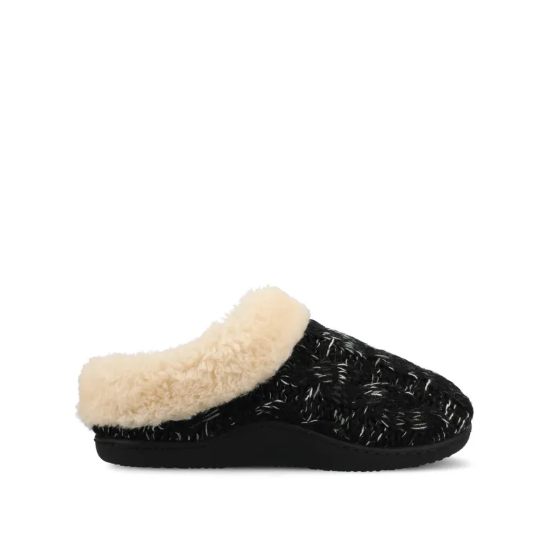 ADIAH SLIPPERS IN SWEATER CABLE KNIT - Black Knit sold by Journee Collection