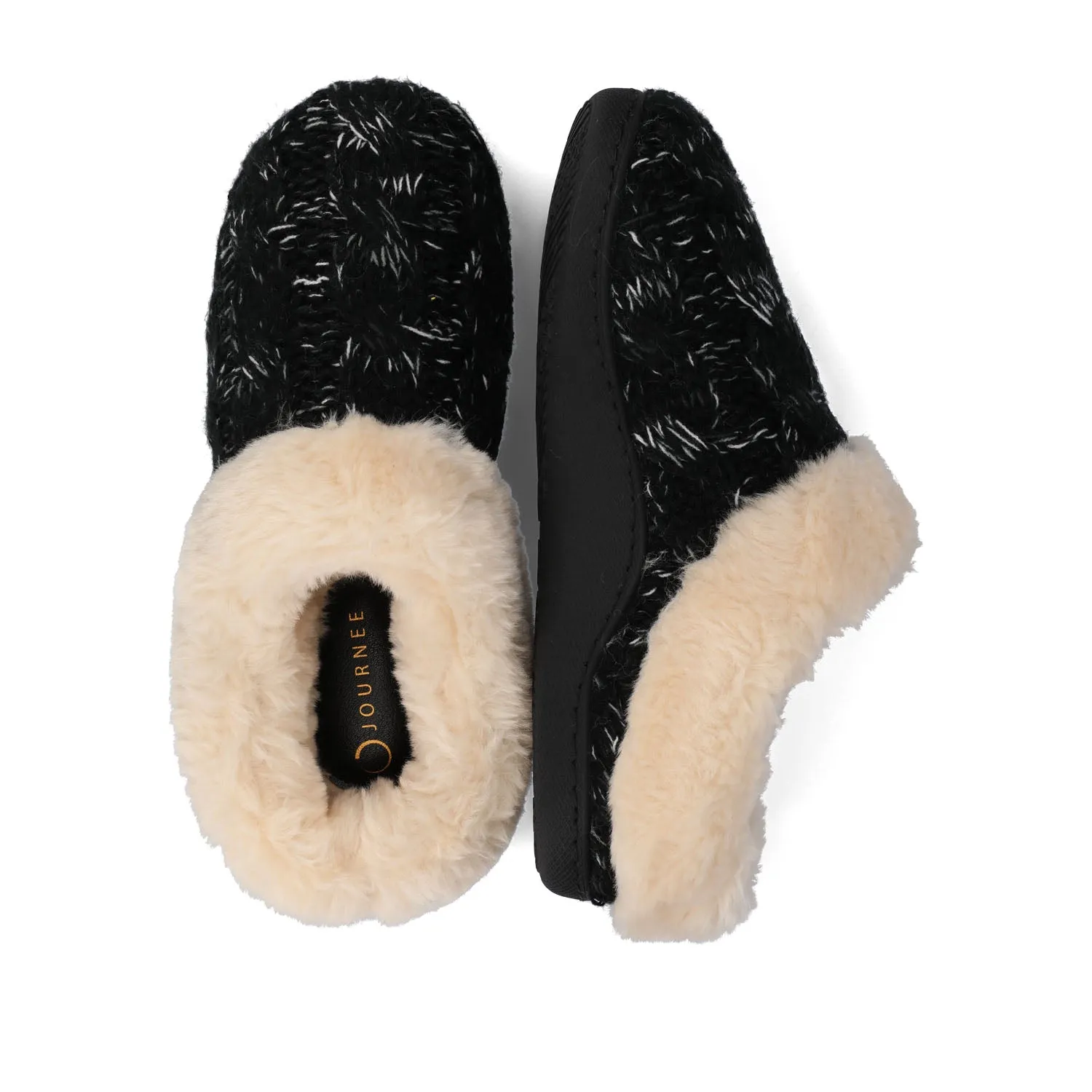 ADIAH SLIPPERS IN SWEATER CABLE KNIT - Black Knit sold by Journee Collection product image thumbnail 4