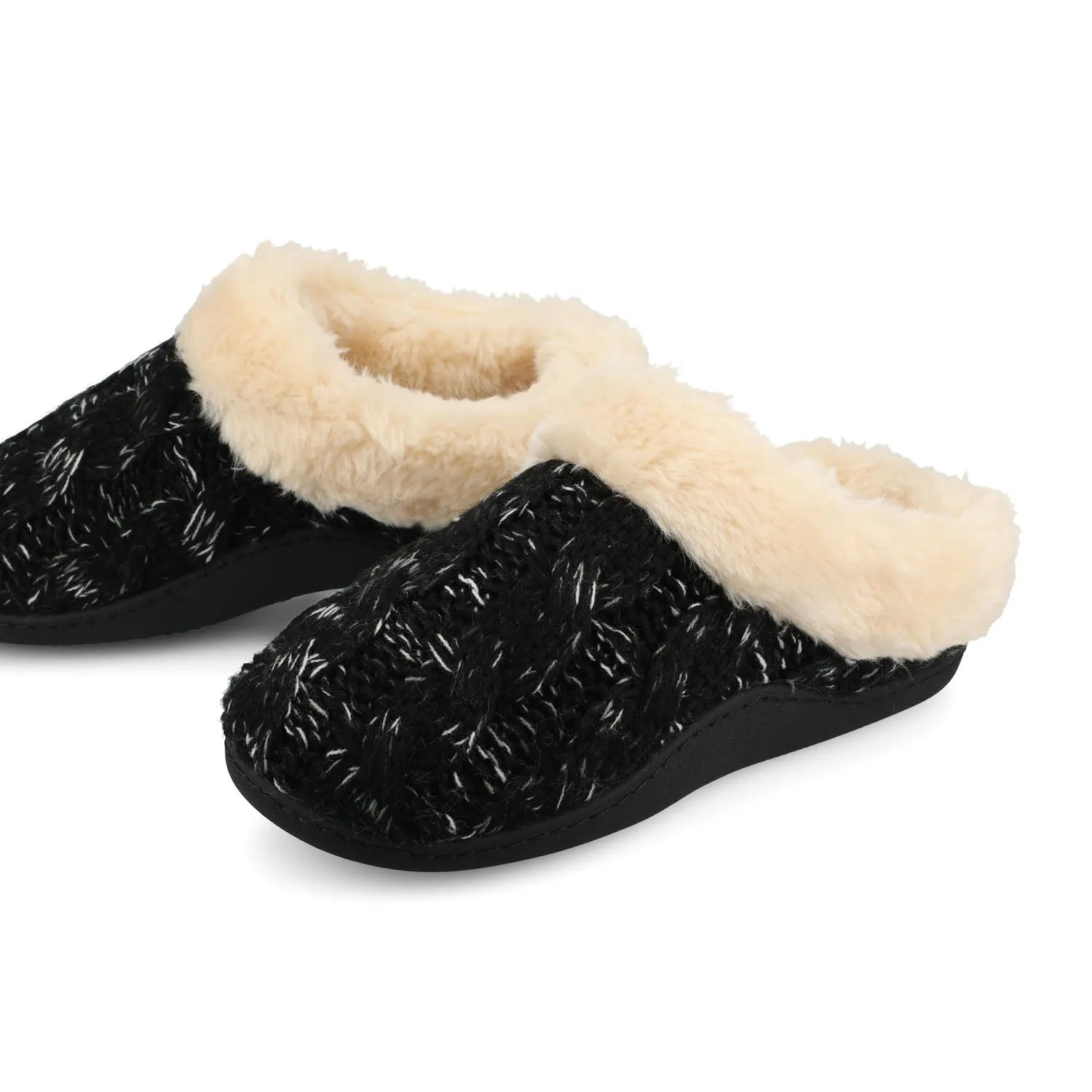 ADIAH SLIPPERS IN SWEATER CABLE KNIT - Black Knit sold by Journee Collection product image thumbnail 3