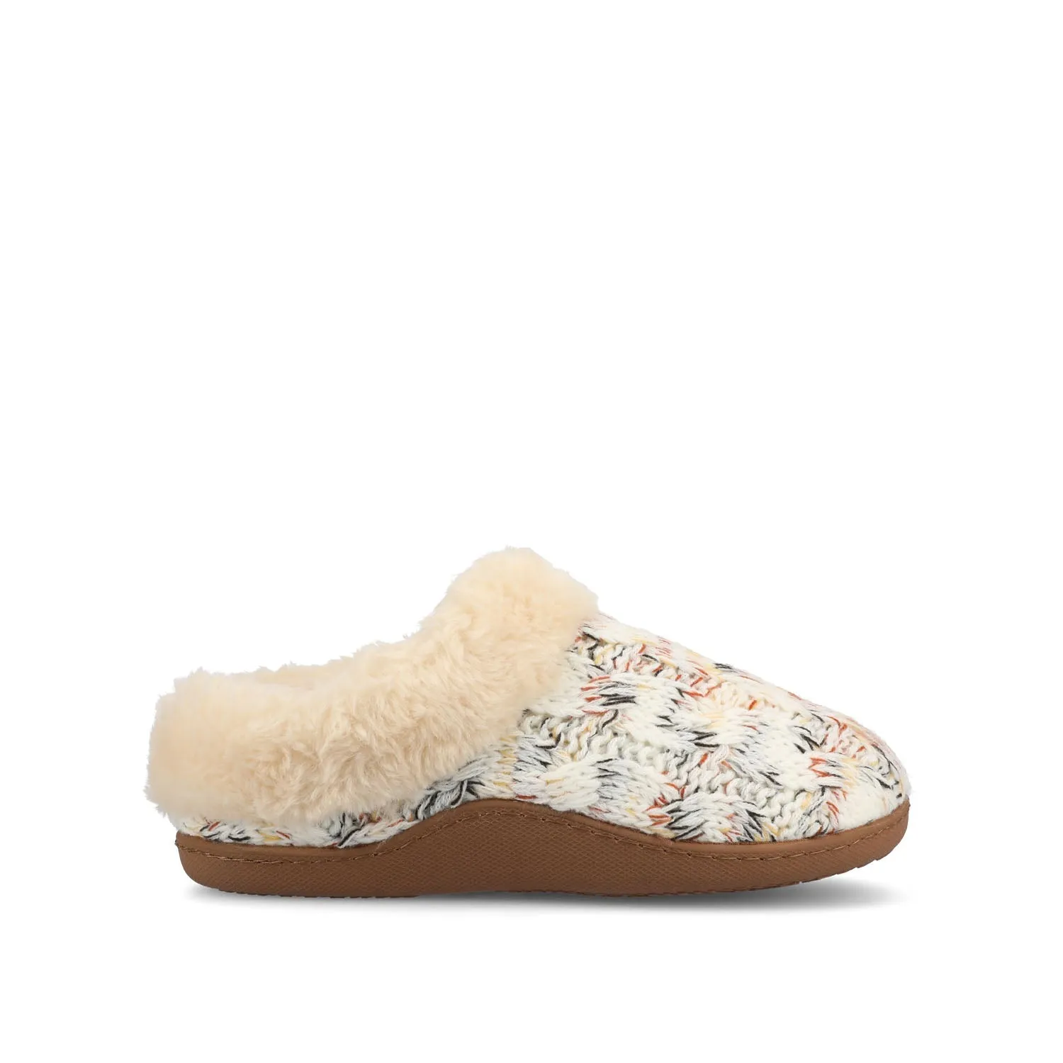 ADIAH SLIPPERS IN SWEATER CABLE KNIT - Beige Knit sold by Journee Collection