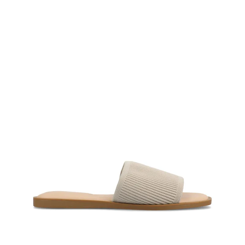 PRISILLA SLIDE SANDALS IN KNIT FABRIC - Taupe sold by Journee Collection