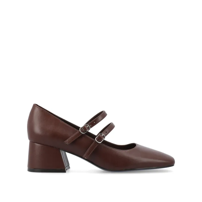 NALLY MARY JANE PUMP HEELS IN VEGAN LEATHER - Brown sold by Journee Collection