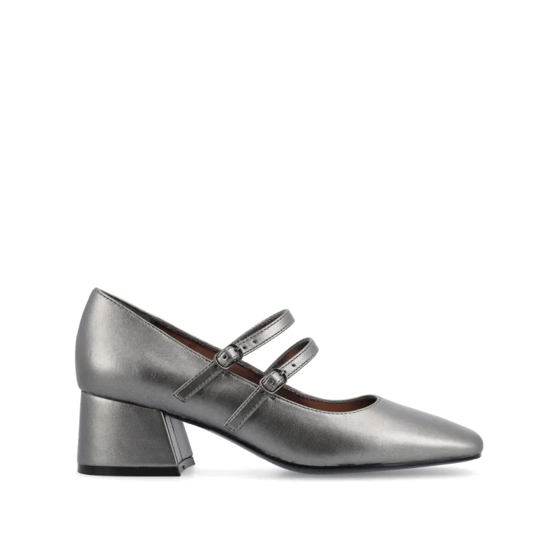 NALLY MARY JANE PUMP HEELS IN VEGAN LEATHER - Pewter PU sold by Journee Collection