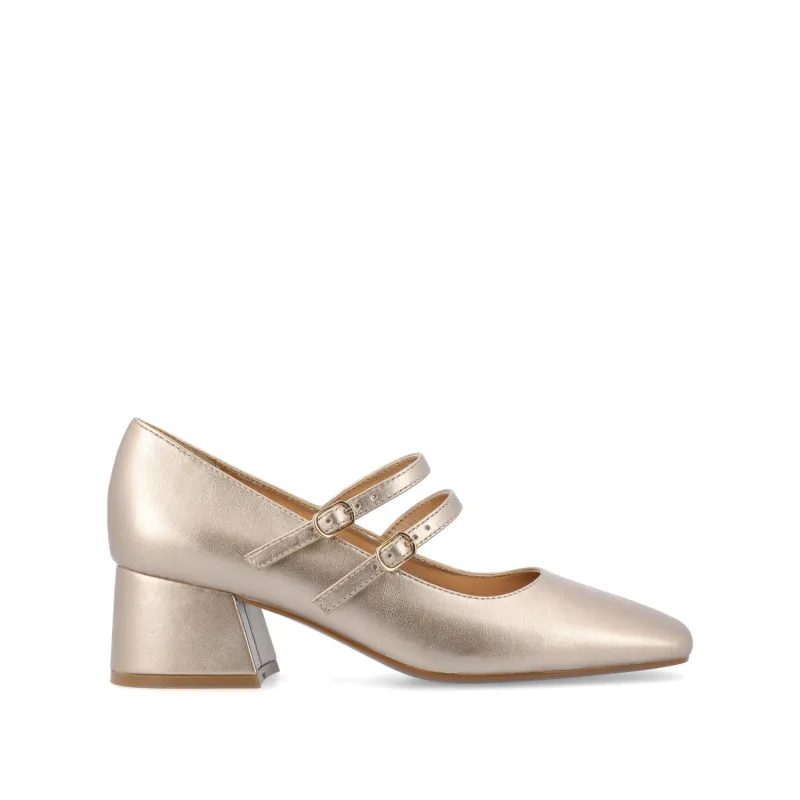 NALLY MARY JANE PUMP HEELS IN VEGAN LEATHER - Gold PU sold by Journee Collection
