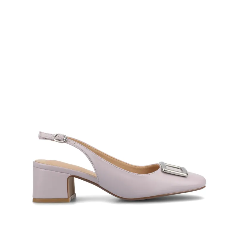 EVERLEE SLINGBACK PUMP HEELS IN VEGAN LEATHER - Lilac sold by Journee Collection