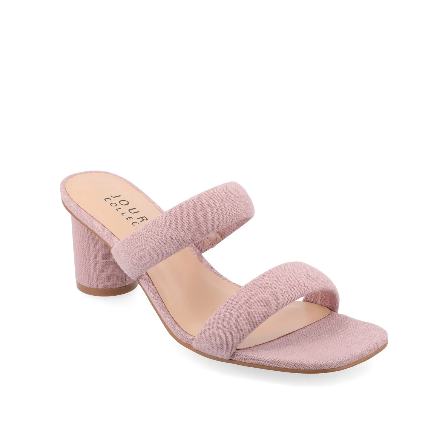 ANIKO BLOCK HEEL MULES IN FABRIC - Blush Fabric sold by Journee Collection product image thumbnail 2