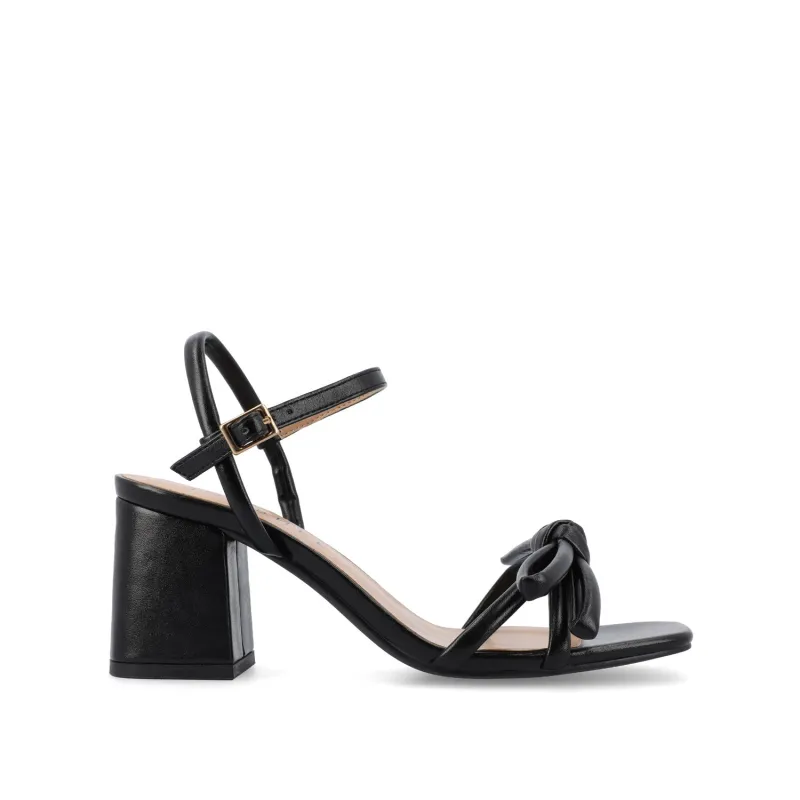 MERYL STRAPPY BLOCK HEELS IN FABRIC - Black sold by Journee Collection