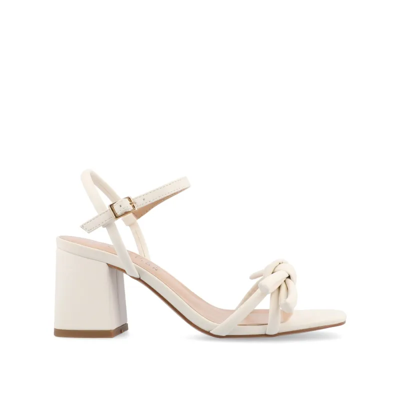 MERYL STRAPPY BLOCK HEELS IN FABRIC - Bone sold by Journee Collection