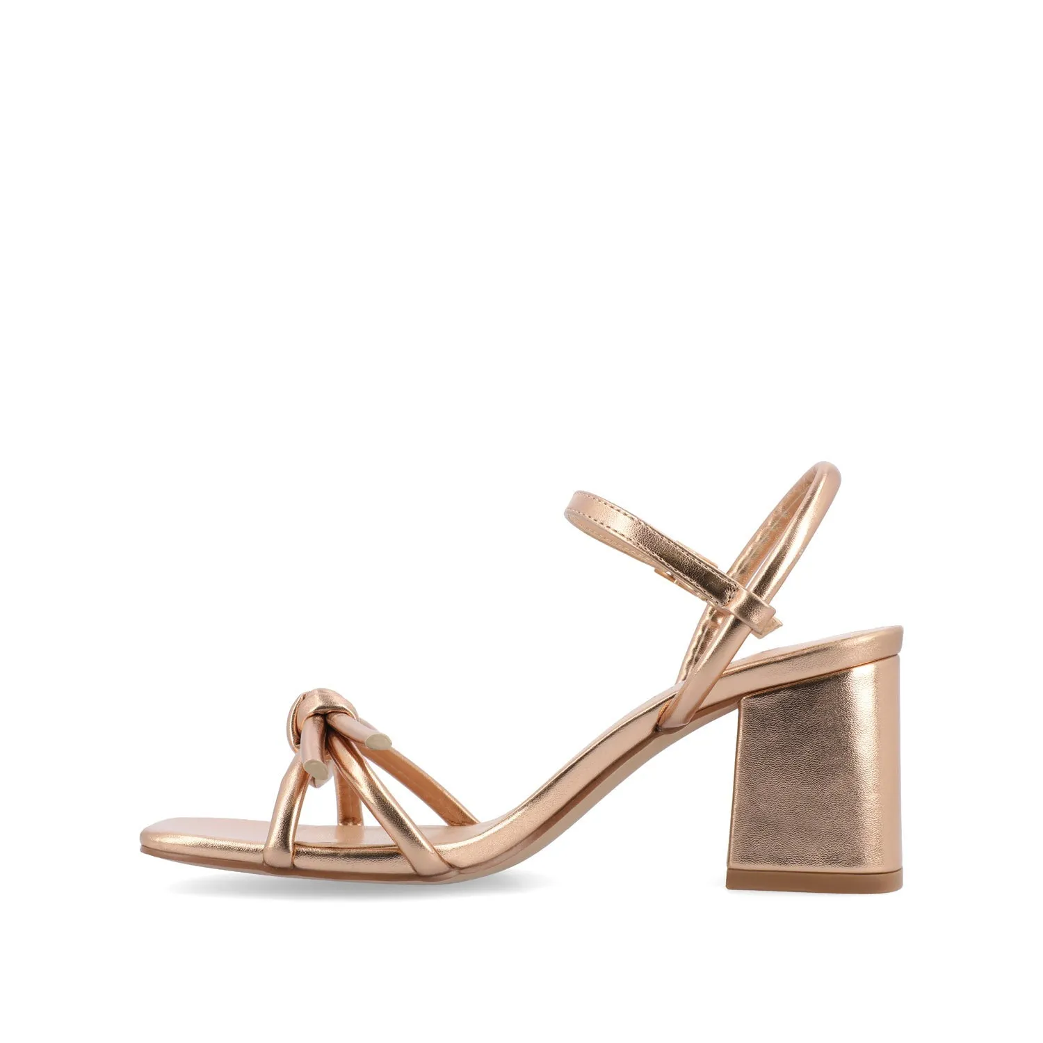 MERYL STRAPPY BLOCK HEELS IN FABRIC - Rose Gold PU sold by Journee Collection product image thumbnail 4