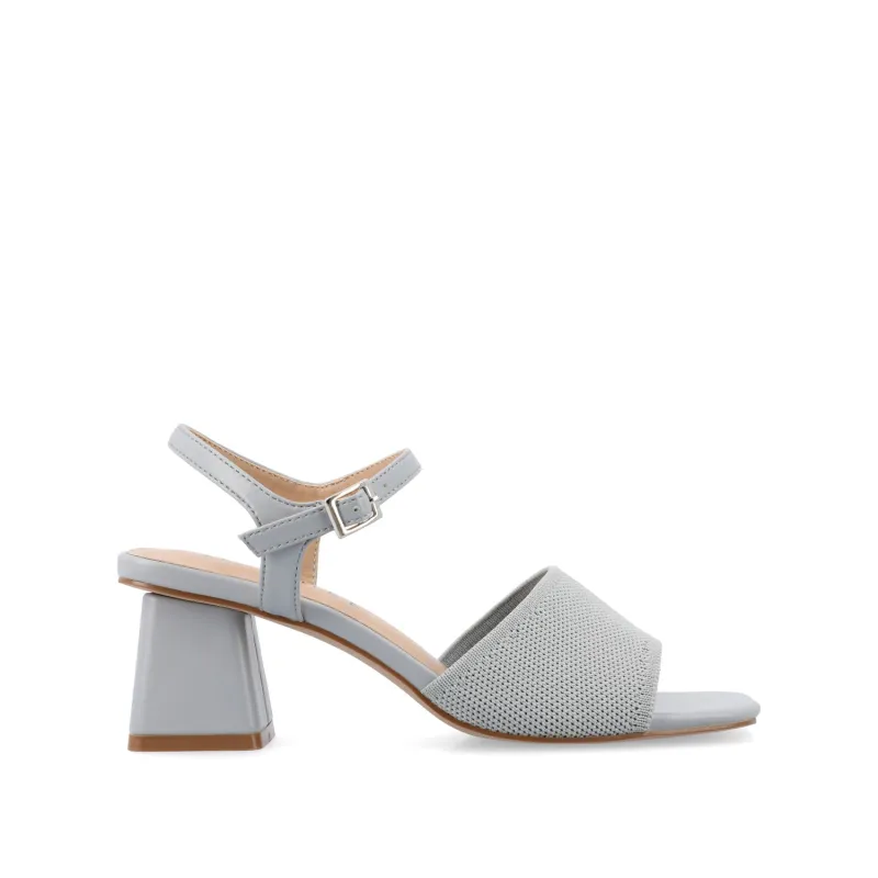 EVYLINN STRAPPY HEELS IN KNIT FABRIC - Blue Knit sold by Journee Collection