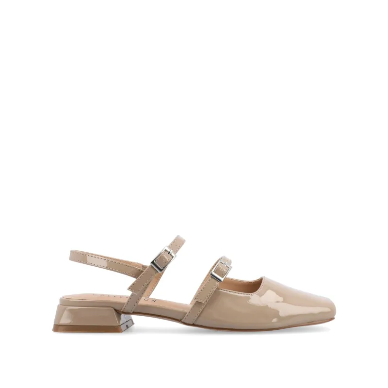 GRETCHENN HEELED FLATS IN PATENT - Taupe sold by Journee Collection