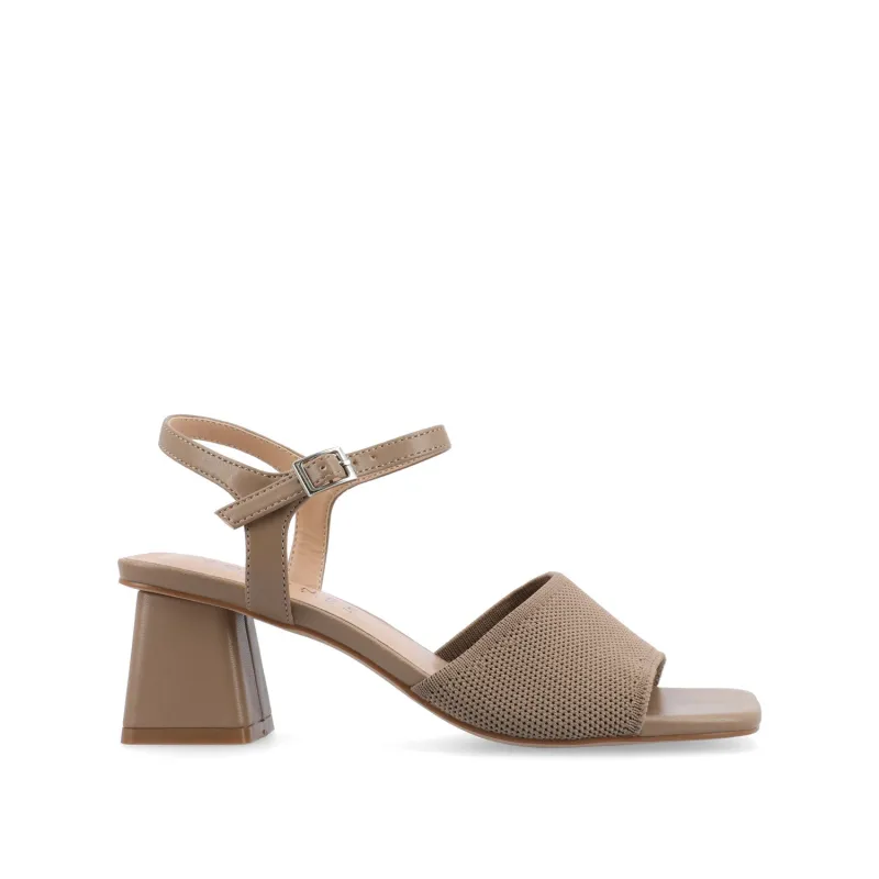 EVYLINN STRAPPY HEELS IN KNIT FABRIC - Taupe Knit sold by Journee Collection