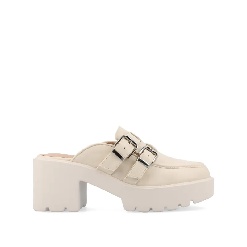 BRYDIE BLOCK HEEL LOAFERS IN VEGAN LEATHER - Off White sold by Journee Collection