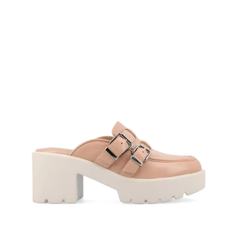 BRYDIE BLOCK HEEL LOAFERS IN VEGAN LEATHER - Blush sold by Journee Collection