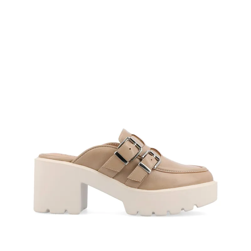 BRYDIE BLOCK HEEL LOAFERS IN VEGAN LEATHER - Tan sold by Journee Collection