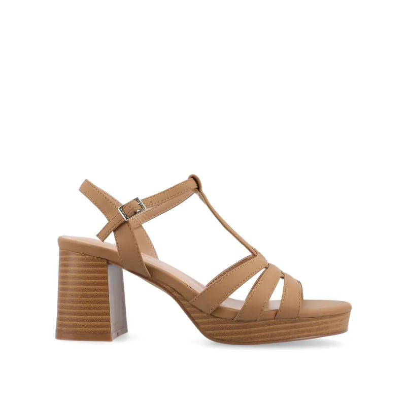 ALYCE HEELED SANDALS IN FAUX SUEDE - Tan sold by Journee Collection
