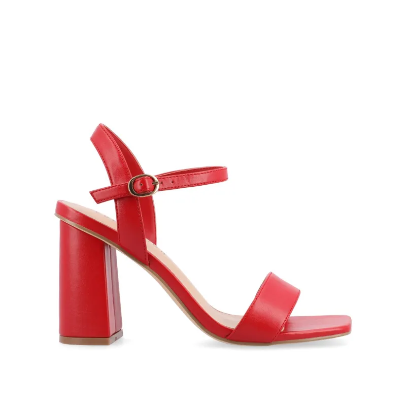 TIVONA STATMENT STRAPPY BLOCK HEELS IN WIDE - Red sold by Journee Collection
