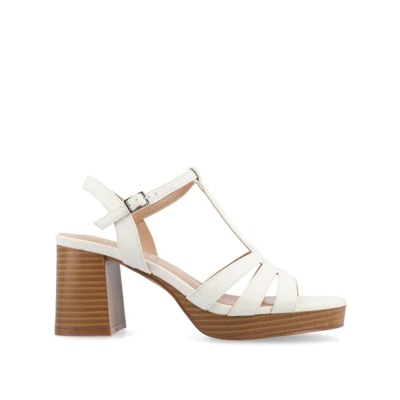 ALYCE HEELED SANDALS IN FAUX SUEDE - White made by Journee Collection