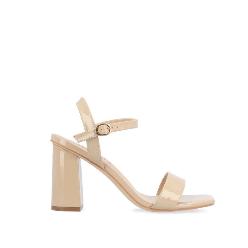 TIVONA STATMENT STRAPPY BLOCK HEELS IN WIDE - Tan sold by Journee Collection