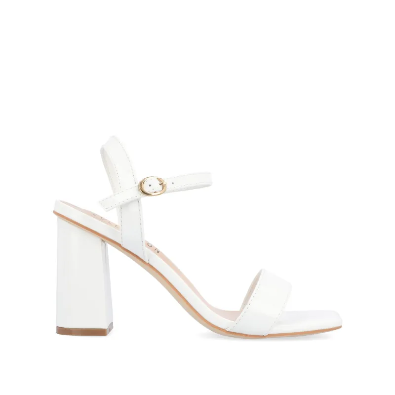 TIVONA STRAPPY BLOCK HEELS IN VEGAN LEATHER - White sold by Journee Collection