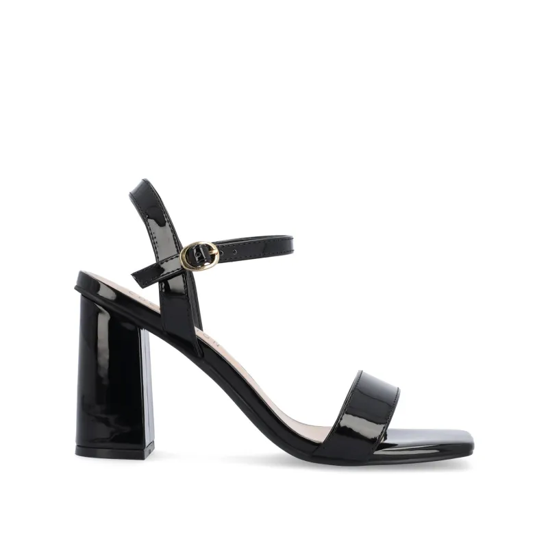 TIVONA STRAPPY BLOCK HEELS IN VEGAN LEATHER - Black sold by Journee Collection