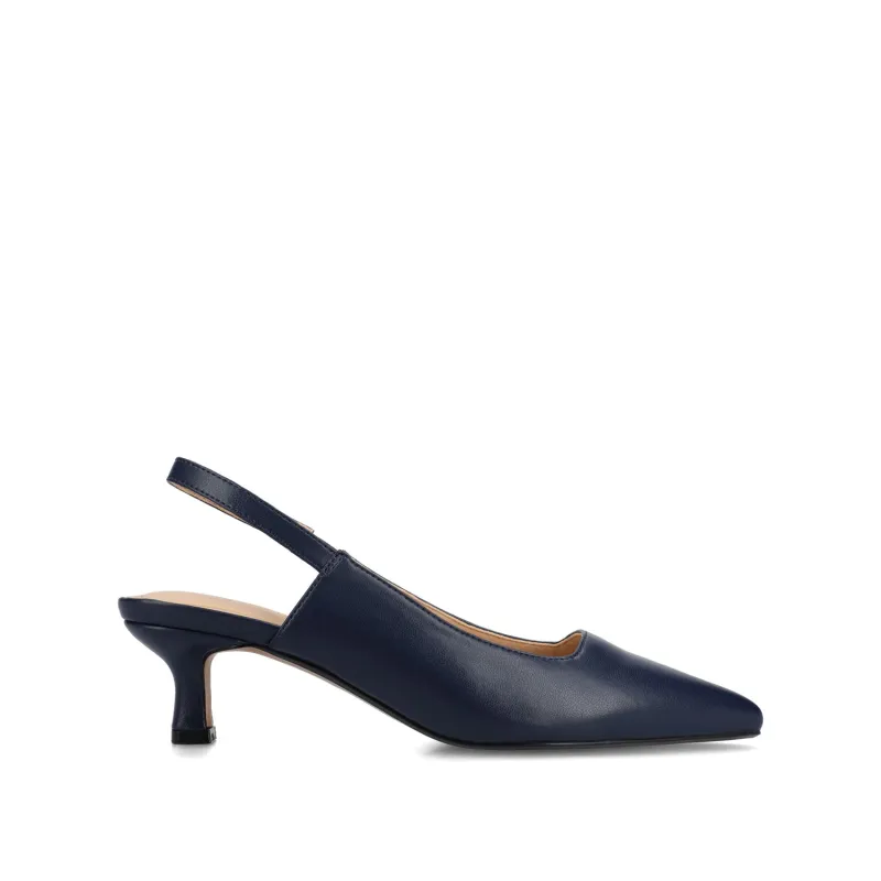 PAULINA SLINGBACK KITTEN HEELS IN PATENT - Navy Nubuck sold by Journee Collection