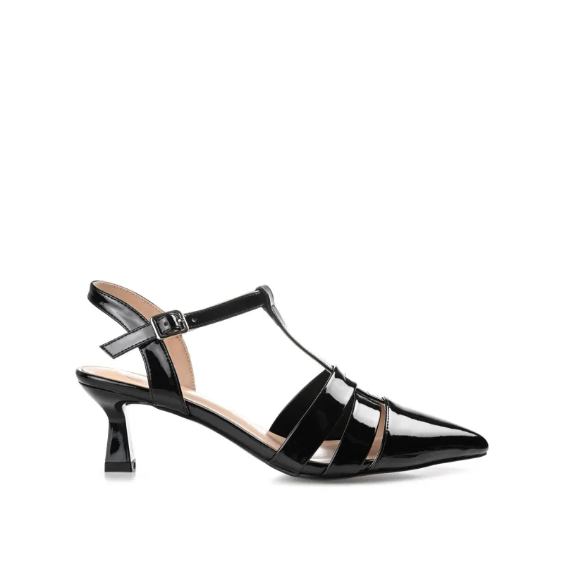 JAZLYNN BASIC T-STRAP KITTEN HEELS IN WIDE - Black made by Journee Collection