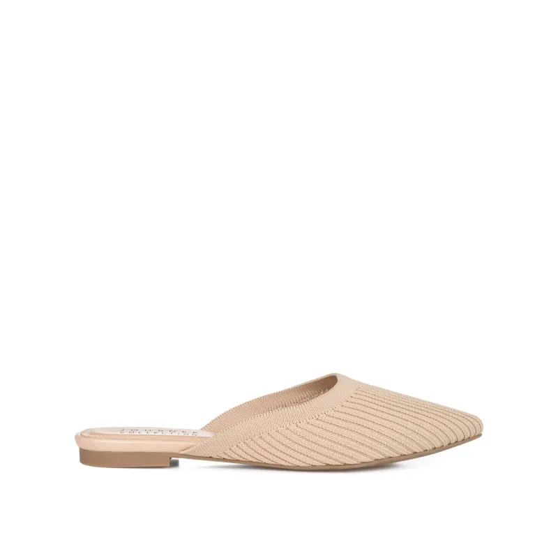 ANIEE MULE FLATS IN BASIC KNIT FABRIC - Off White sold by Journee Collection
