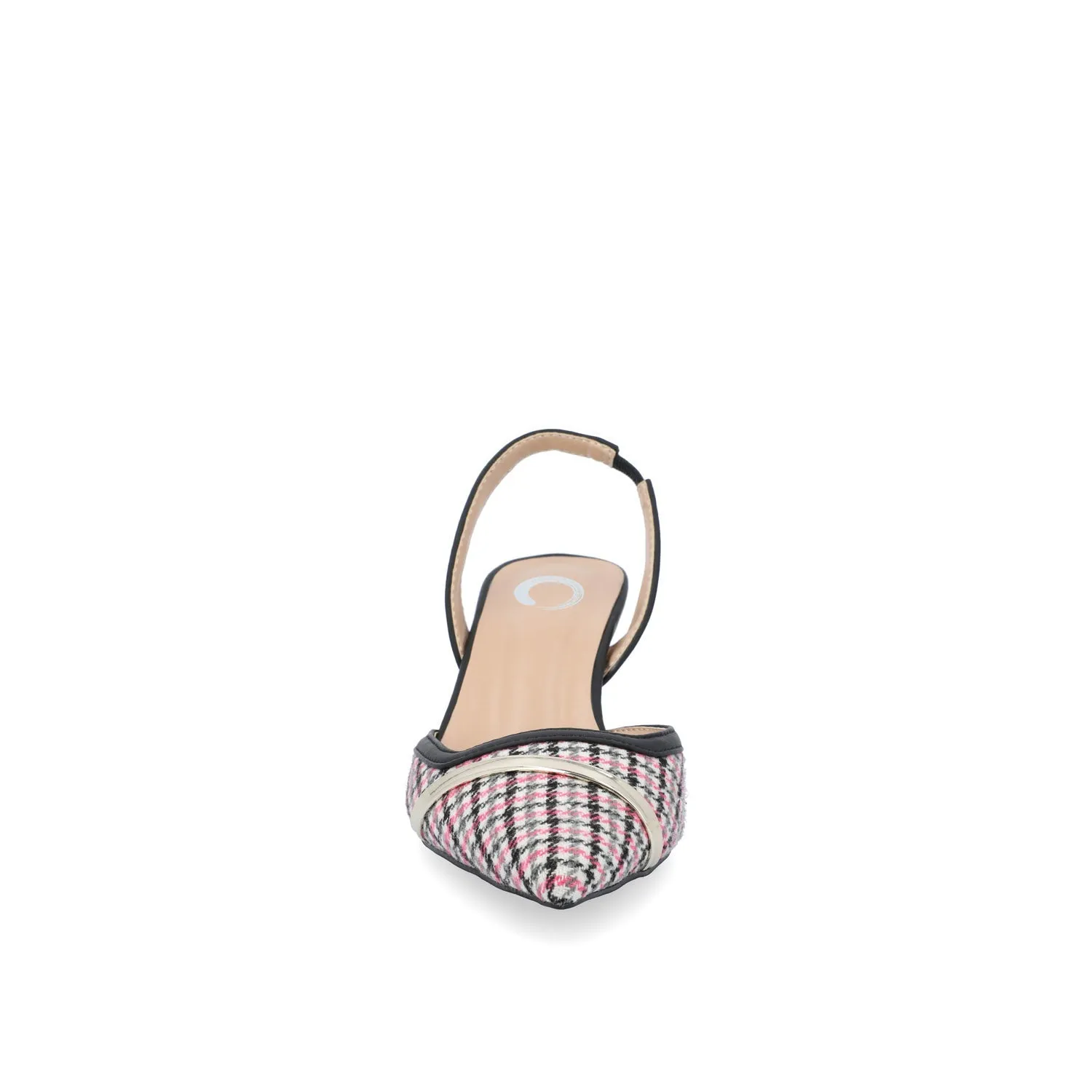 NELLIA TWEED SLINGBACK KITTEN HEELS IN WIDE - Black and Pink Houndstooth sold by Journee Collection product image thumbnail 5
