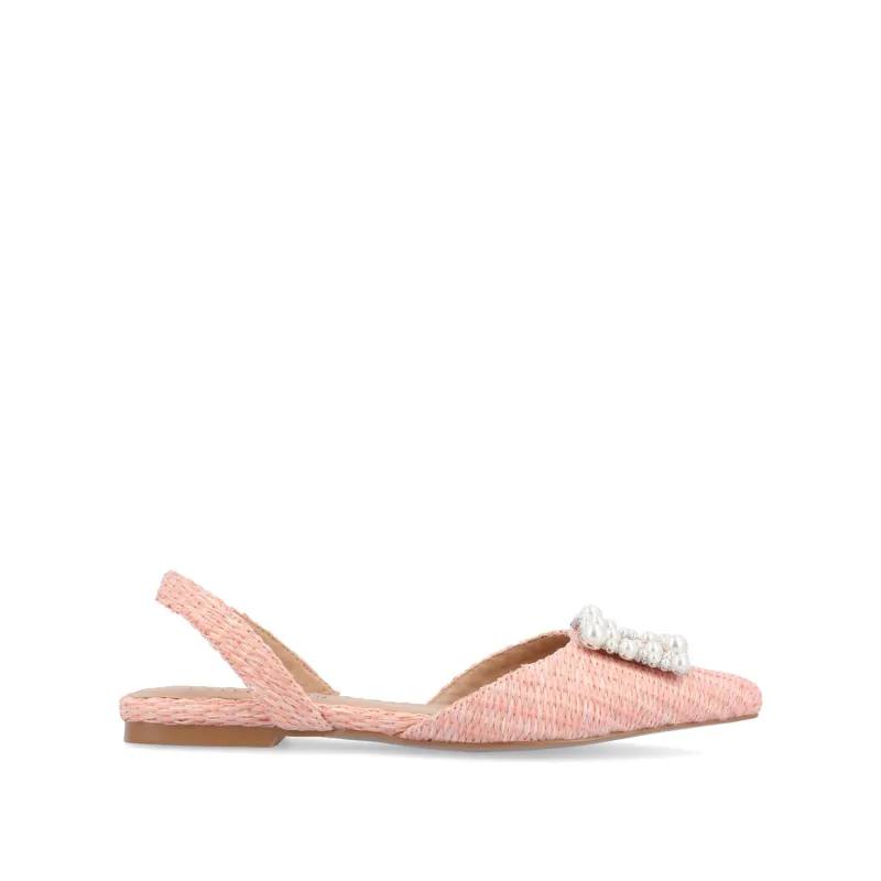 HANNAE SLINGBACK FLATS IN WIDE - Pink Faux Raffia sold by Journee Collection