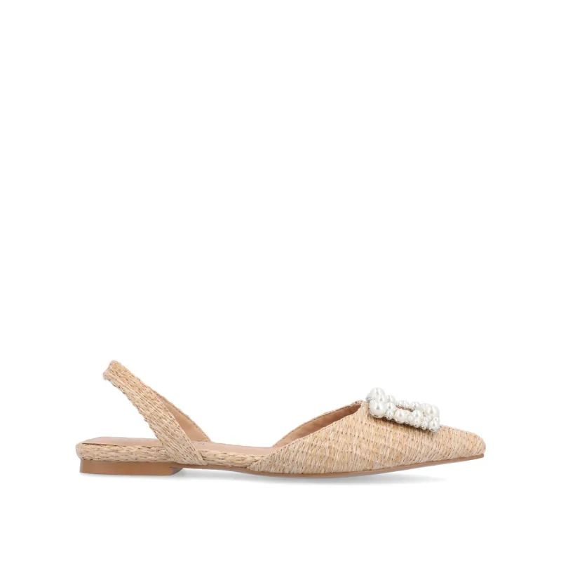 HANNAE SLINGBACK FLATS IN WIDE - Natural Faux Raffia sold by Journee Collection