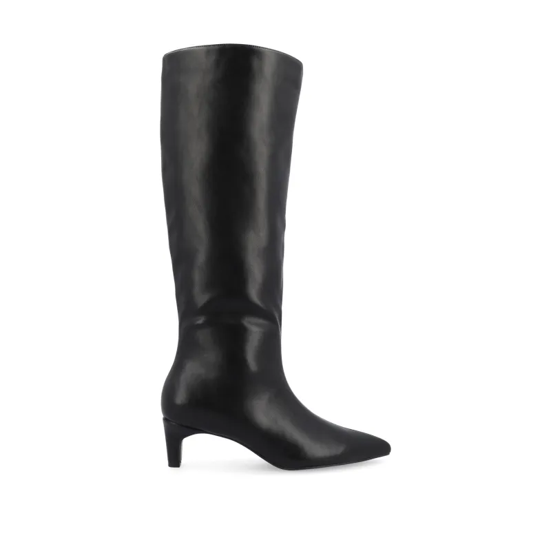 TULLIP KNEE HIGH BOOTS IN VEGAN LEATHER - Black PU sold by Journee Collection