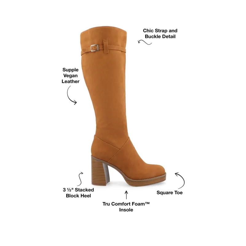 LETICE KNEE HIGH BOOTS IN WIDE CALF - Cognac made by Journee Collection