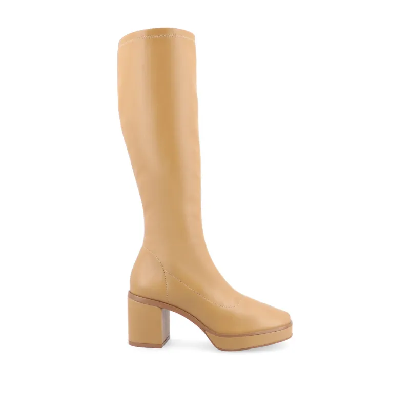 ALONDRA KNEE HIGH BOOTS IN VEGAN LEATHER - Tan sold by Journee Collection