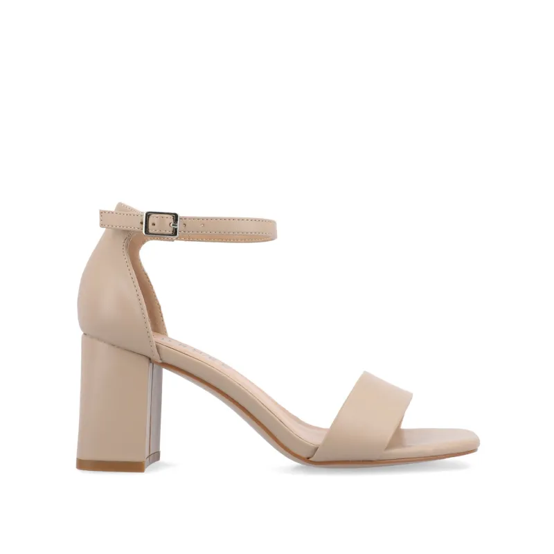 VALENNCIA WARM SHADE STRAPPY HEELS IN NARROW - Wheat sold by Journee Collection