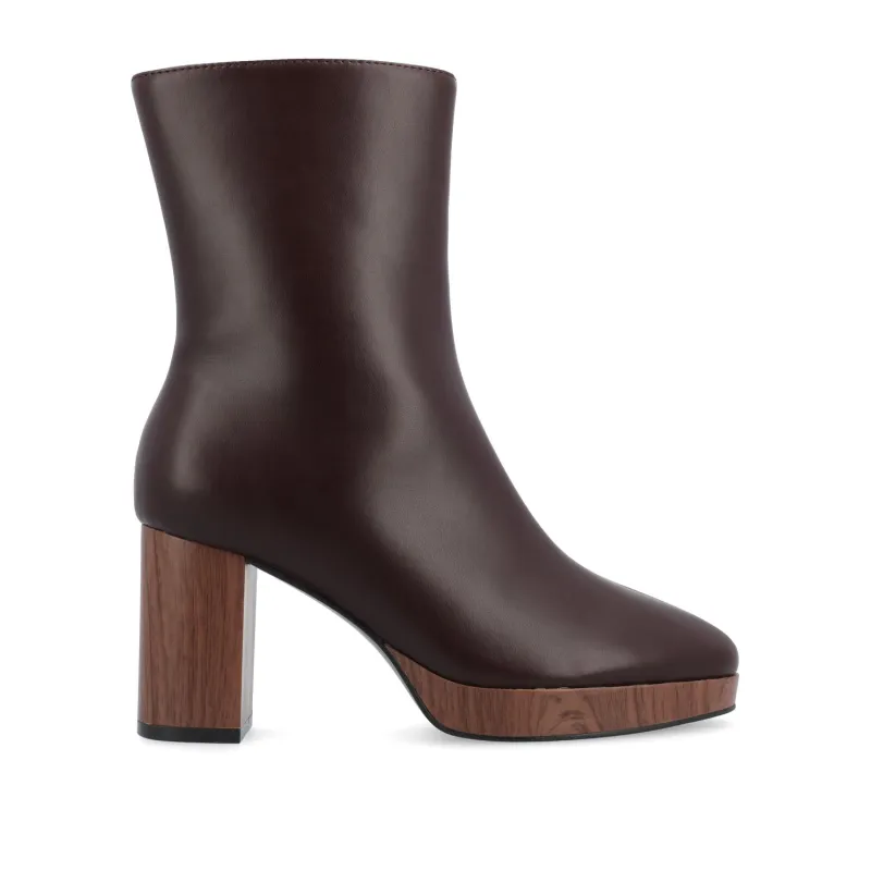 ROMER BLOCK HEEL BOOTIES IN WIDE - Brown made by Journee Collection