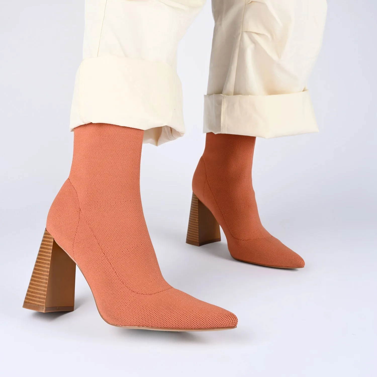 NORALINN SOCK BOOTIES IN KNIT FABRIC - Off White sold by Journee Collection product image thumbnail 2