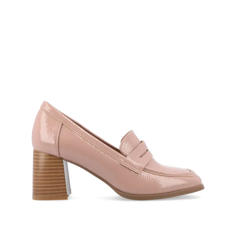 MALLEAH BLOCK HEEL LOAFERS IN WIDE - Patent Pink sold by Journee Collection