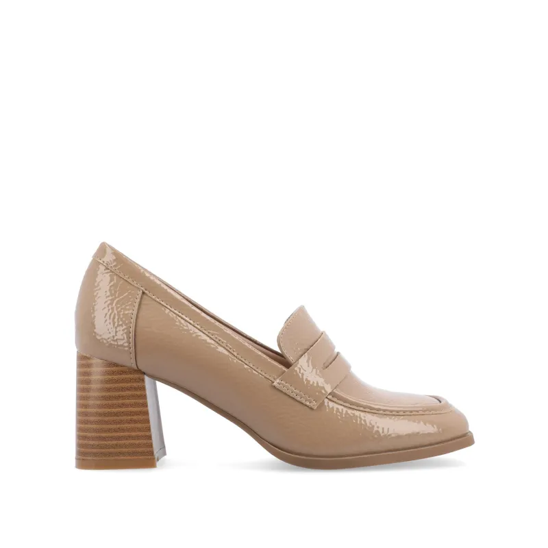 MALLEAH BLOCK HEEL LOAFERS IN WIDE - Patent Taupe sold by Journee Collection