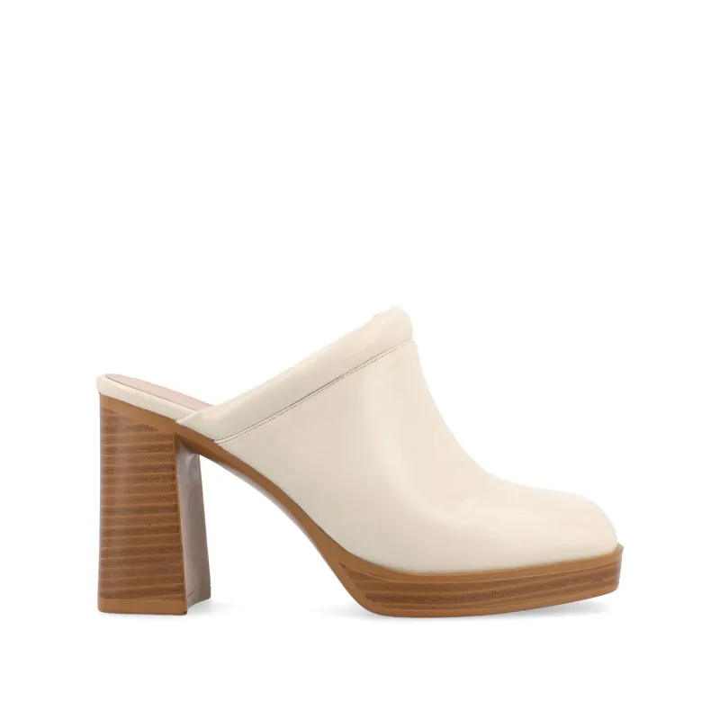 IZARA BLOCK HEELED MULES IN VEGAN LEATHER - Off White sold by Journee Collection