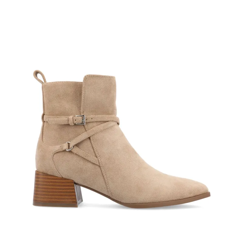ESTELLE BLOCK HEELED BOOTIES IN WIDE - Tan sold by Journee Collection