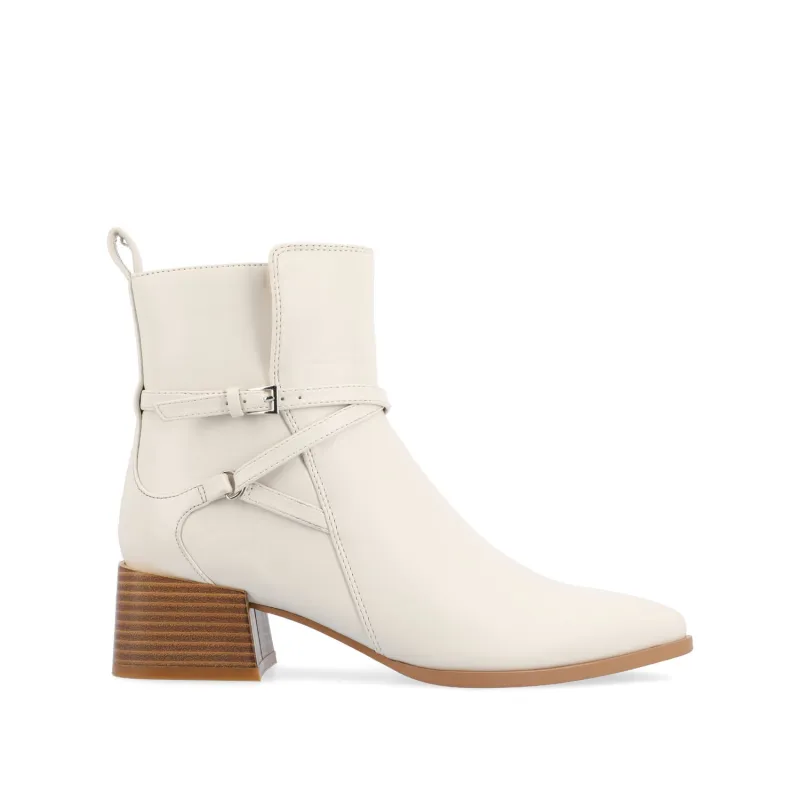 ESTELLE BLOCK HEELED BOOTIES IN VEGAN LEATHER - Off White sold by Journee Collection