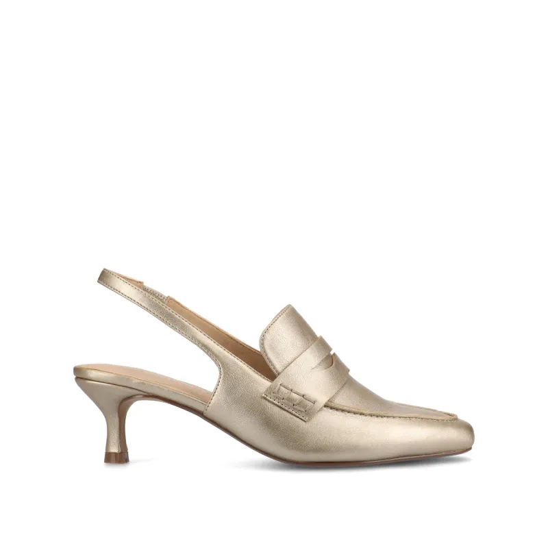 AMORY KITTEN HEEL LOAFERS IN VEGAN LEATHER - Champagne sold by Journee Collection