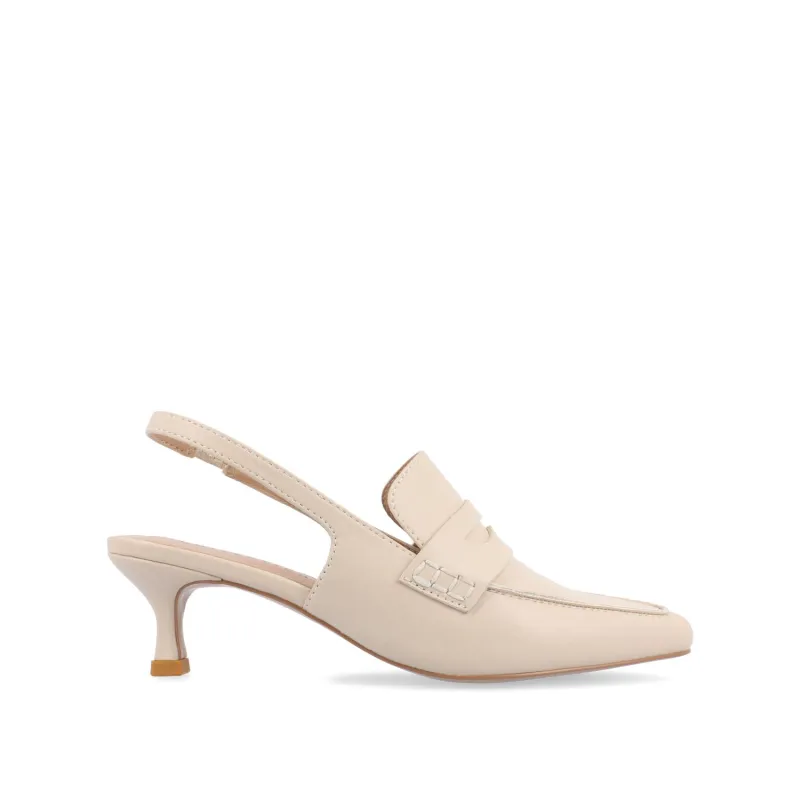 AMORY KITTEN HEEL LOAFERS IN VEGAN LEATHER - Beige sold by Journee Collection