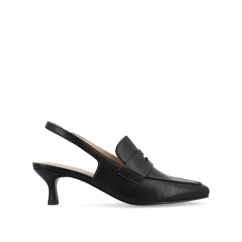 AMORY KITTEN HEEL LOAFERS IN VEGAN LEATHER - Black sold by Journee Collection