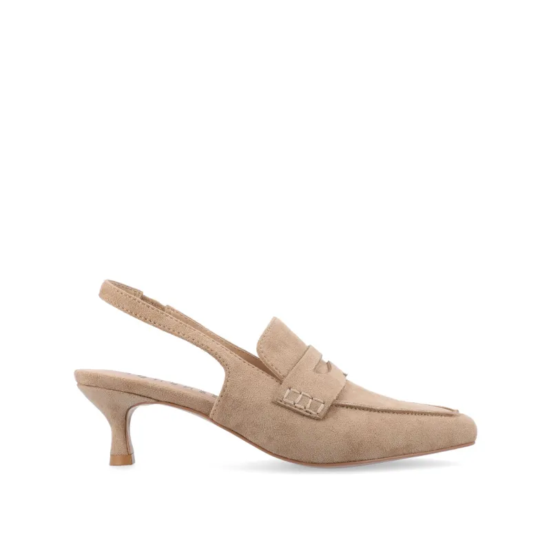 AMORY KITTEN HEEL LOAFERS IN VEGAN LEATHER - Taupe sold by Journee Collection