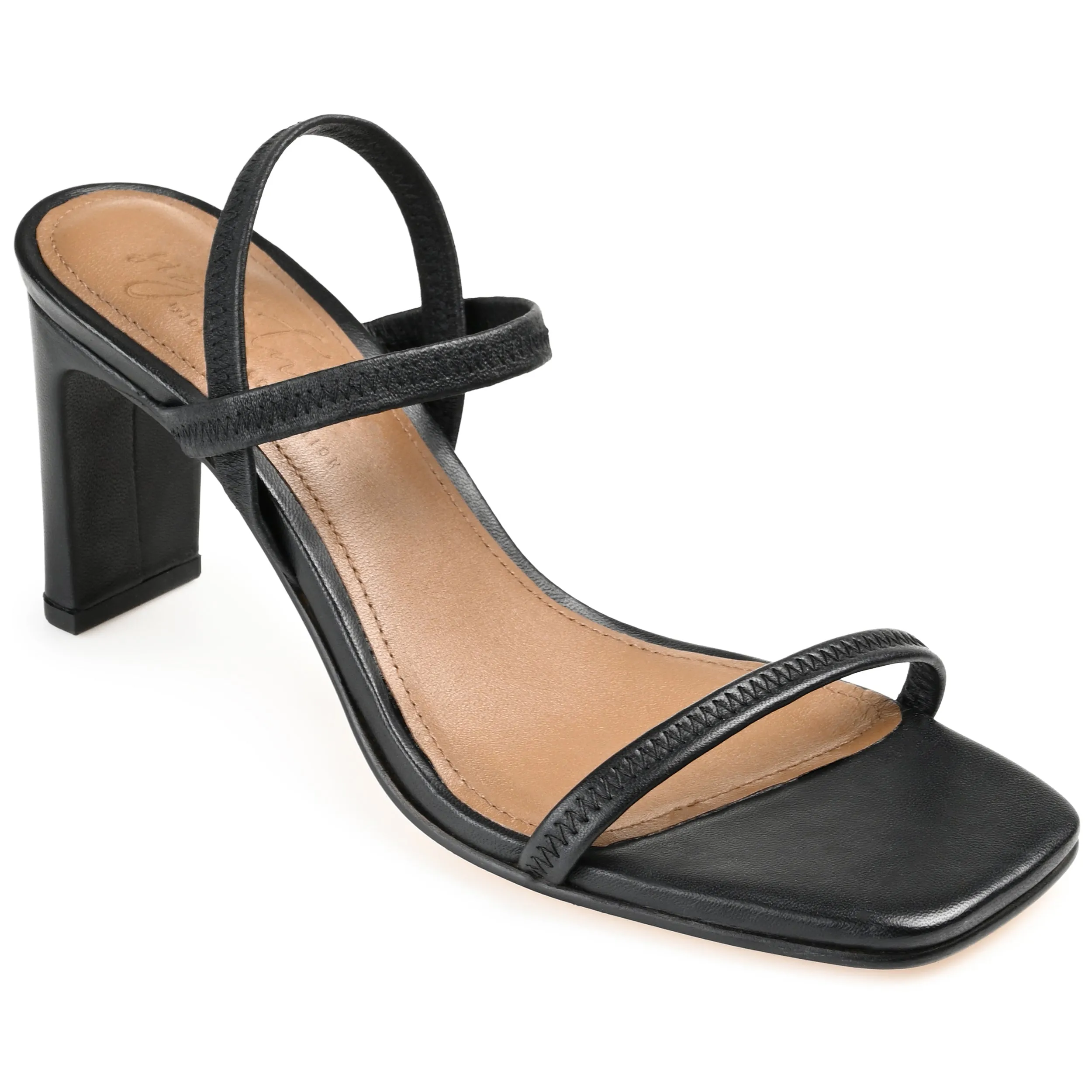 LENONN STRAPPY BLOCK HEELS IN LEATHER - Black sold by Journee Collection